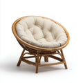 Papasan Chair Rattan Frame with Cushion 85x85x70 cm – Beige – Rustic Design