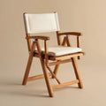 Patio Folding Lounge Chair - Solid Wood Frame and Cream Canvas - 78x59x50 cm - Modern Design