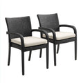 Patio Dining Chairs 22.8x23.6x34.6 in - Wicker with Cushions - Black/Beige - Weather-Resistant