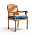Patio Dining Chair – Teak Wood 55x50x98 cm – Blue Cushion – Classic Design