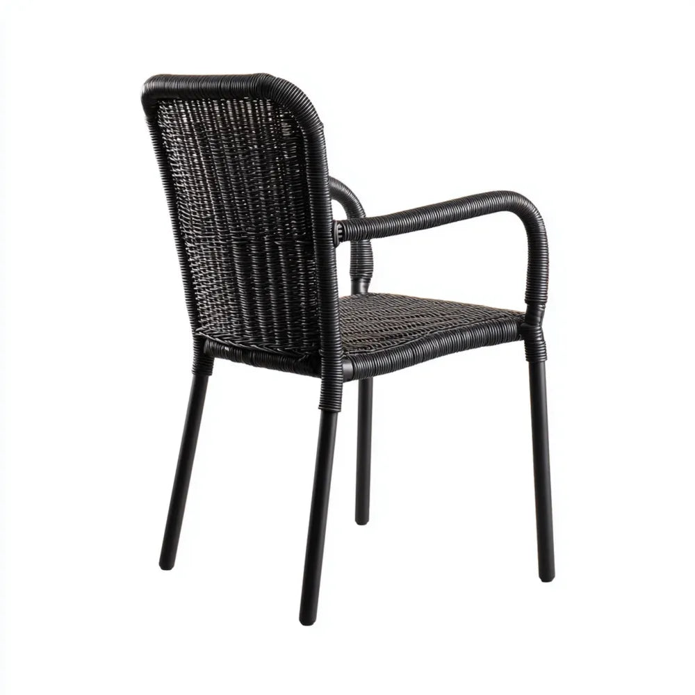 Patio Dining Chair 50x55x90 cm - Black Wicker Outdoor Use - Modern Design