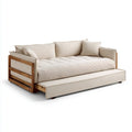 Sofa Bed Fabric Upholstered 200x90x85 cm - Beige - Modern Pull-Out Design
