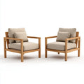 Outdoor Patio Lounge Chairs 75x70x85 cm - Teak Wood - Beige Cushions - Modern Design
