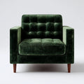 Velvet Armchair 90x85x85 cm - Deep Green - Tufted Upholstery - Modern Design
