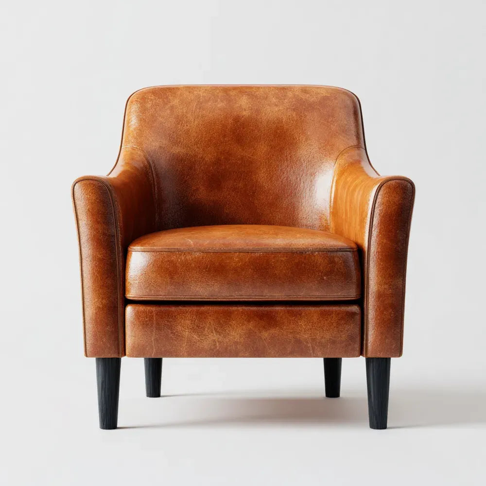 Classic Design Armchair Leather Upholstery 80x75x85 cm - Brown