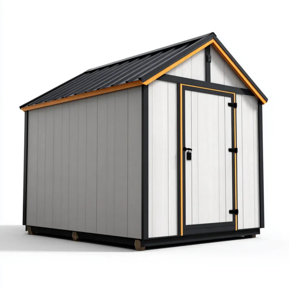 Outdoor Storage Shed Metal/Wood 240x180x210 cm – Gray – Weatherproof Design