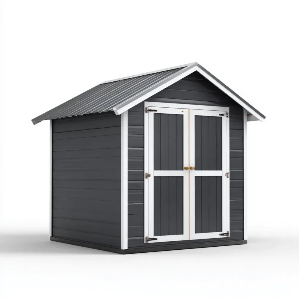 Outdoor Storage Shed Durable Steel 2.5x2x2.1m - Gray - Weather Resistant